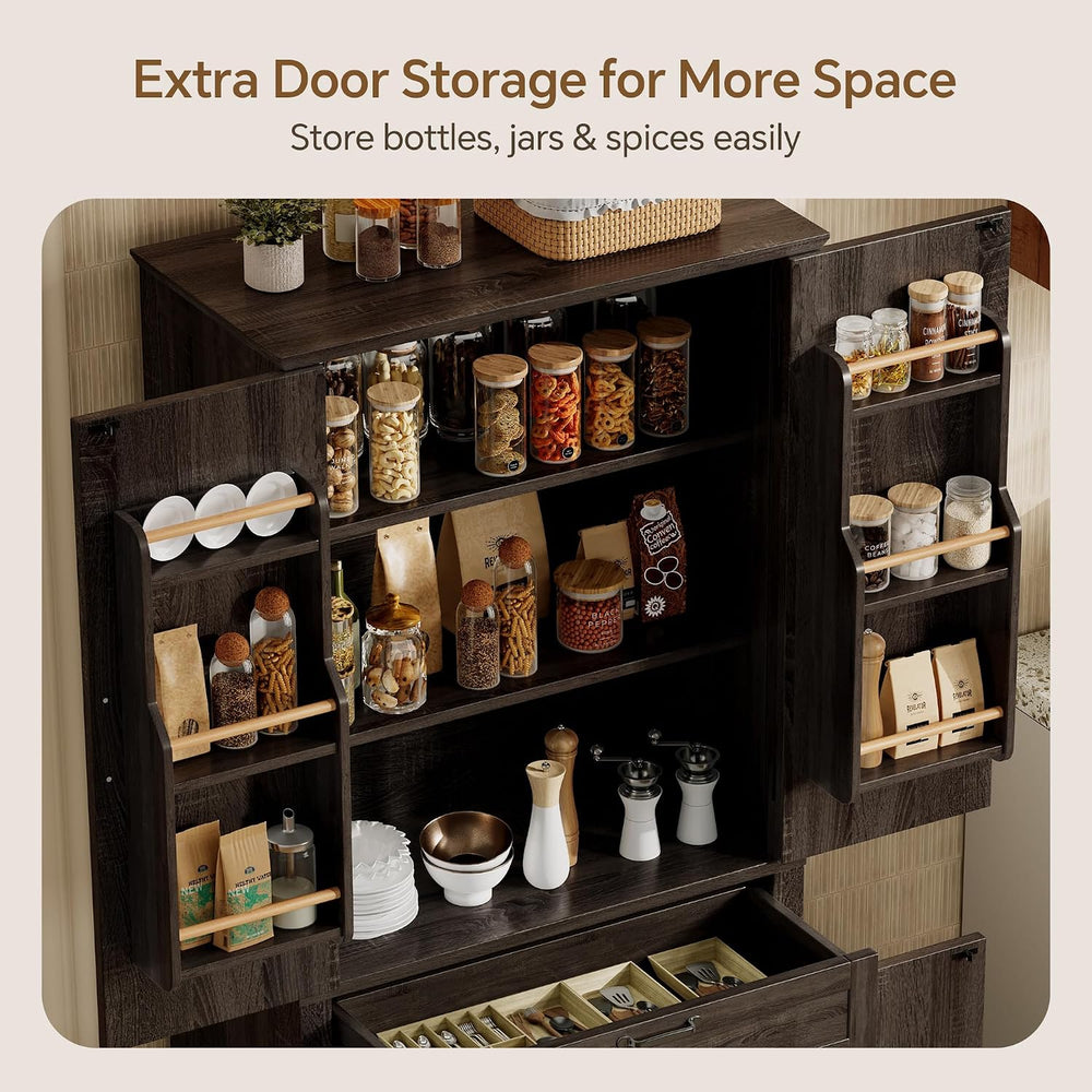 Ball & Cast Farmhouse Kitchen Pantry Cabinet, Brown, 71 Inch | Adjustable...