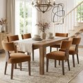 HNY Mid Century Modern Dining Chairs, Velvet Fabric Farmhouse Upholstered and Curved Backrest Kitchen Accent Chairs Set of 6, with Hardwood Frame, Burnt Caramel