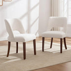 Dining Chairs Set of 2,Modern Linen Dining Room Chairs with Thick Cushions,Upholstered Kitchen Dining Room Chairs for Dining Living Room Beige