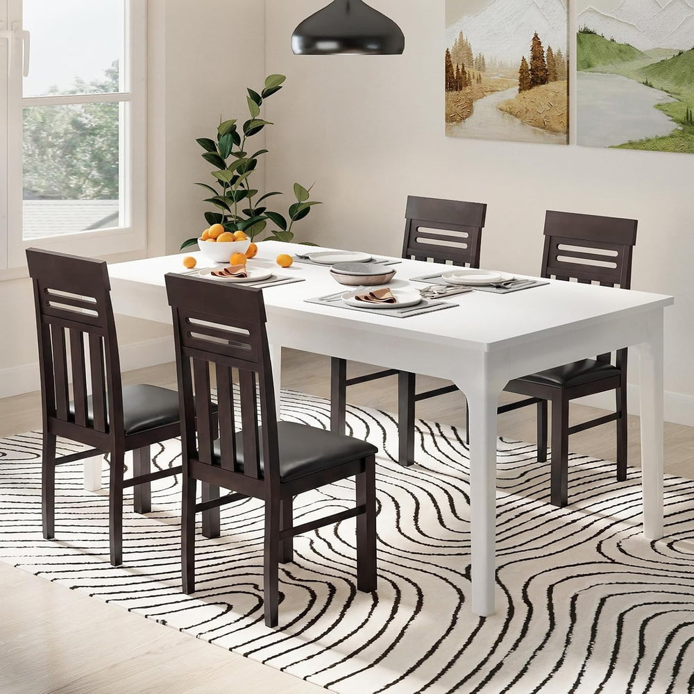 Giantex Wooden Dining Chairs Set of 4, High Back Dining Room Chairs with Padd...