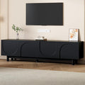 Ball & Cast Modern TV Stand with Arch Cabinets for TVs up to 78", Minimalist Entertainment Center w/Solid Wood Legs and Adjustable Shelves, Media Console for Living Room,Black
