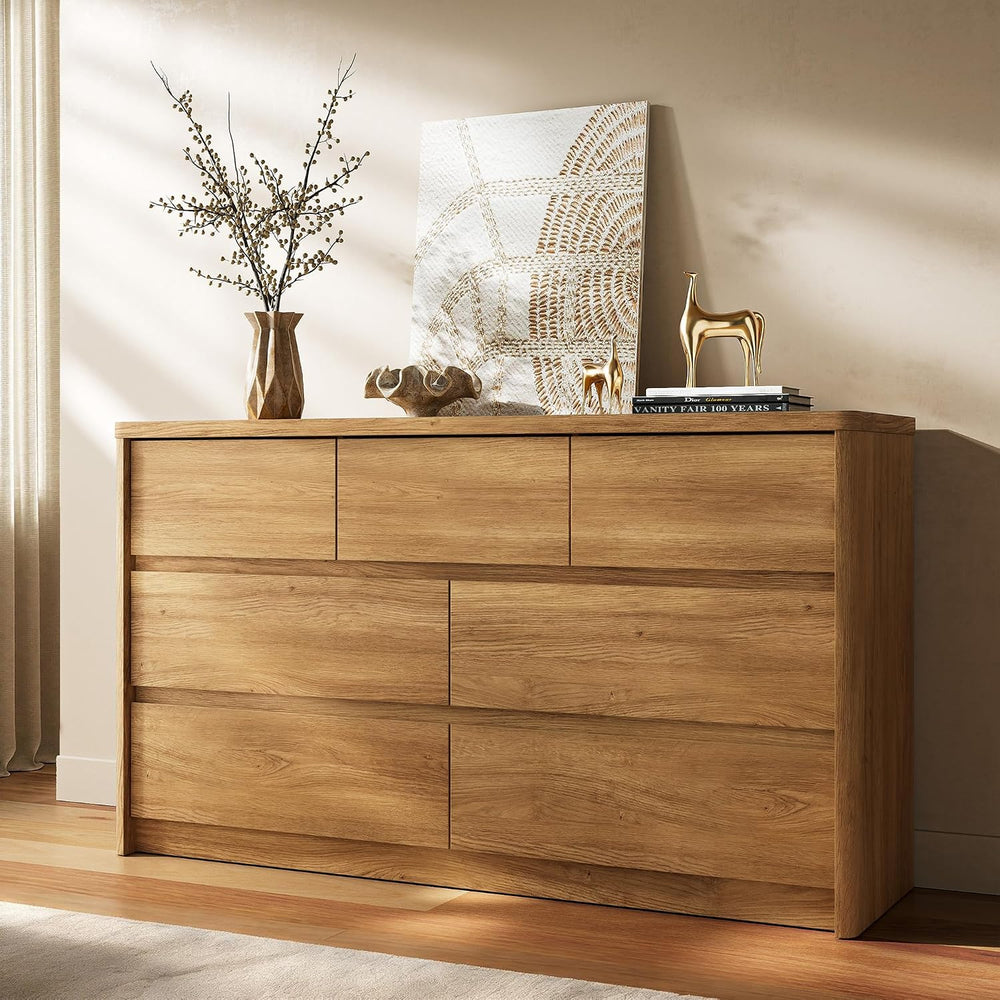 3 Pieces Bedroom Set, 55 Inch Width 7-Drawer Dresser & 2-Drawer Nightstan...
