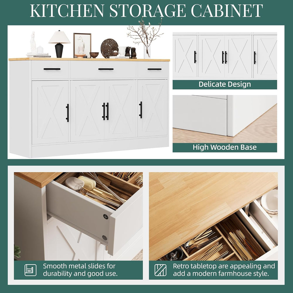 Shintenchi Buffet Cabinet with Storage,53.4" Large Kitchen Storage Cabin...