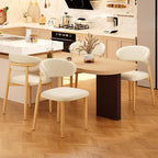 Kitchen Dining Chairs Set of 2 Modern Upholstered Leather Farmhouse Dining Room Chair with Metal Legs, Beige