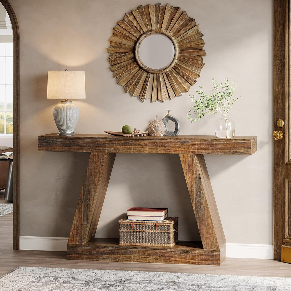 Tribesigns Farmhouse Console Table, 55-Inch Rustic Sofa Table with Storage, I...
