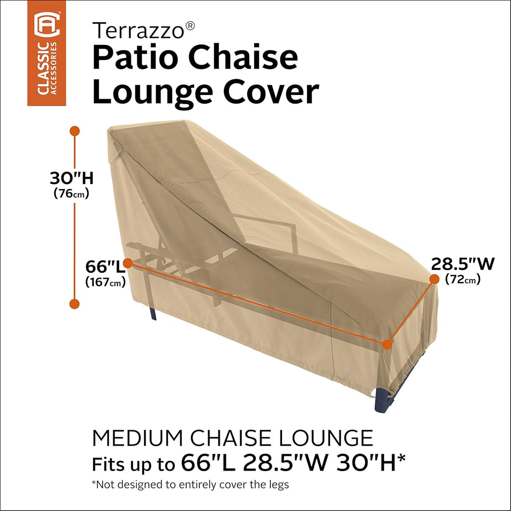 Classic Accessories Terrazzo Water-Resistant 66 Inch Patio Chaise Lounge Chai...