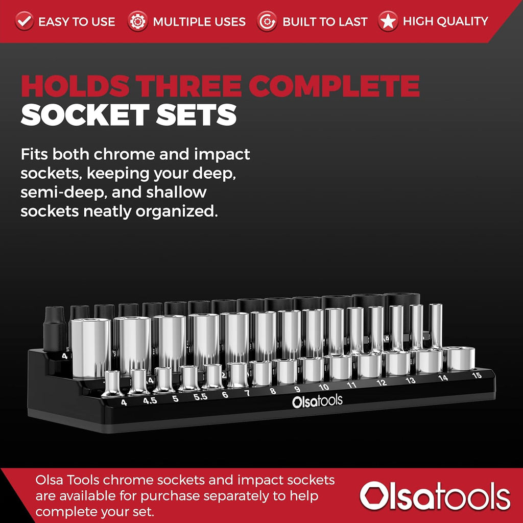 Magnetic Socket Holder in 3 Rows by Olsa Tools