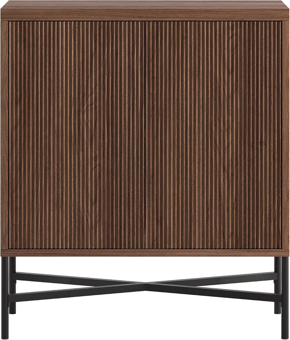 Henn&Hart 28" Fluted Accent Cabinet, Sideboard Buffet, Medium Walnut