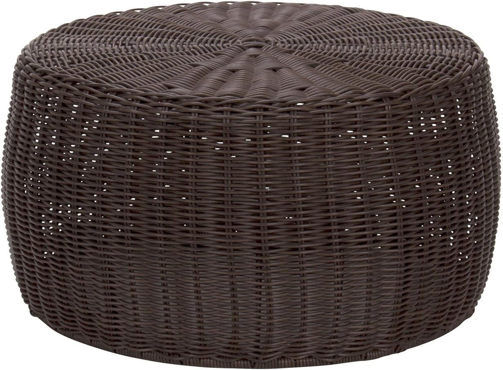 Household Essentials Round Handwoven Resin Storage Stool Ottoman, Brown