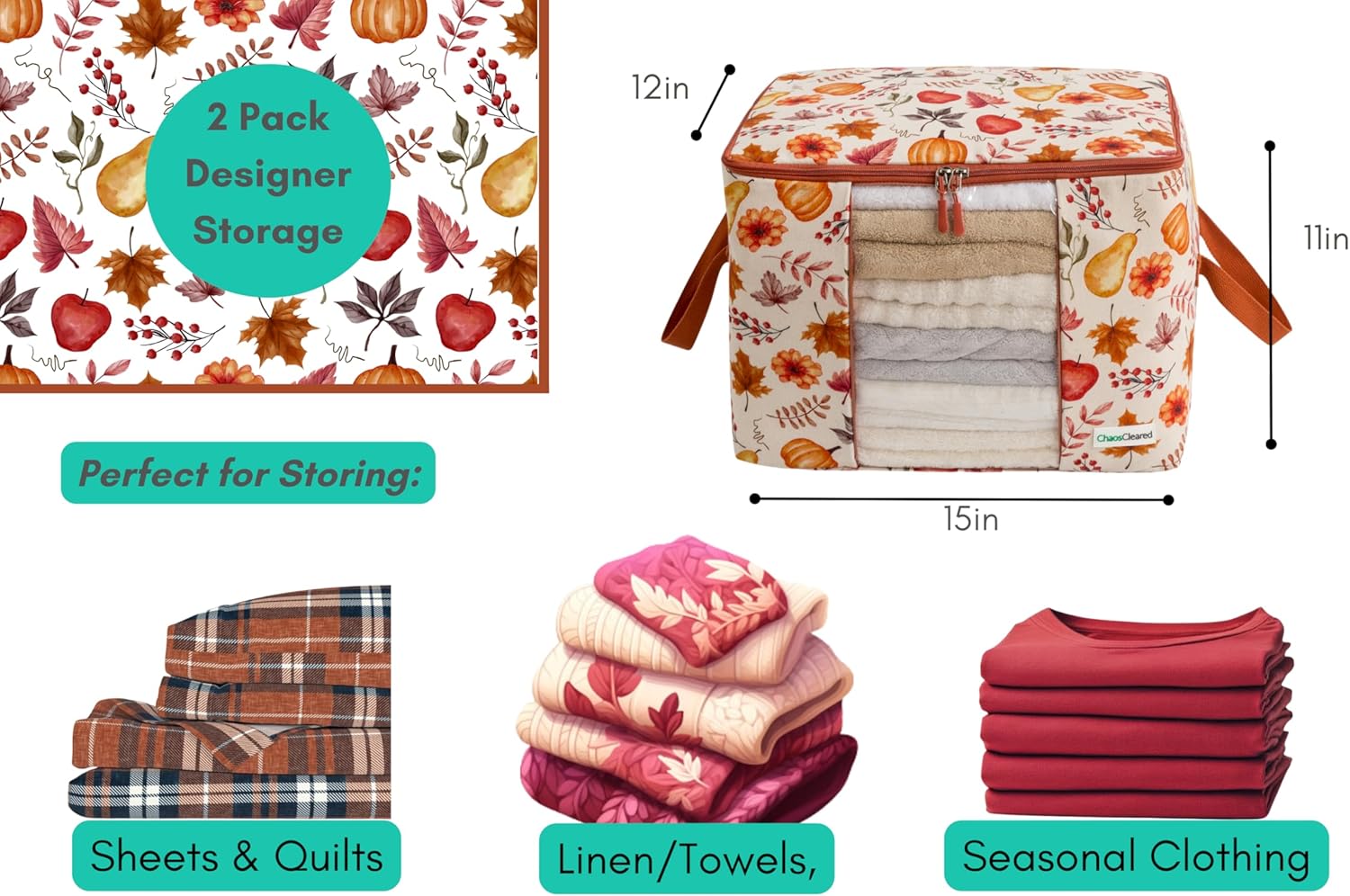 Canvas Storage Bags 2 Pack (Autumn Bag 2 Pack)