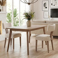 Mid Century Modern Dining Chairs Set of 2, Upholstered Wooden Dining Room Chairs, Farmhouse Kitchen Chairs, Accent Armless Side Chairs with Curved Back for Living Room, Beige Linen, 2PCS