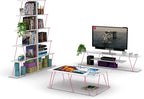 5 Tier Ladder Bookshelf Organizers, Narrow Bookshelf for Small Spaces Office Furniture Bookcase,White,Pink