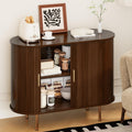 Sideboard Buffet Cabinet with Storage, 40 Inch Mid Century Modern Fluted Credenza with Sliding Door & Adjustable Shelf, Coffee Bar Cabinet for Kitchen, Living Room, Entryway