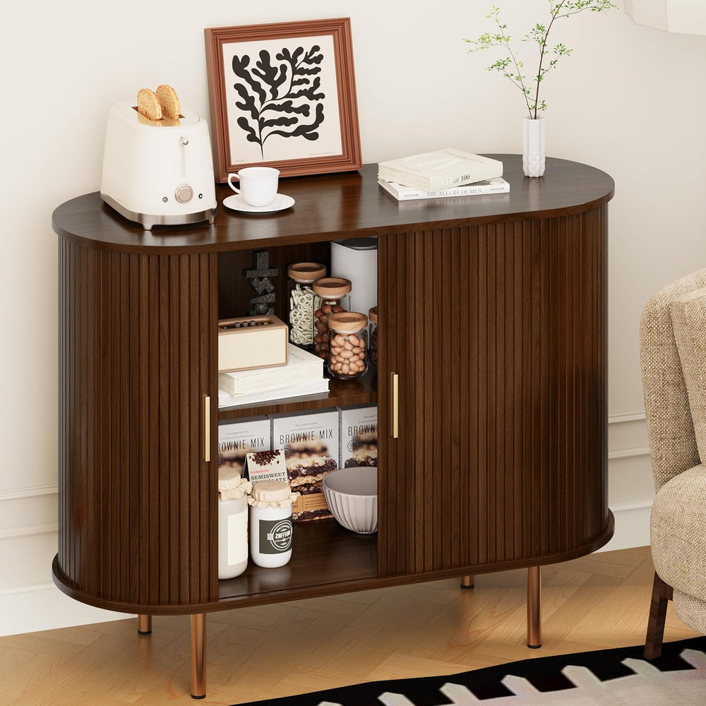 DHH Sideboard Buffet Cabinet with Storage,Mid Century Modern Fluted Accent Co...