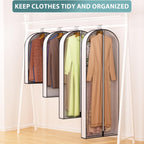 40” Garment Bags for Hanging Clothes 4” Gusseted - with Clear Window, Breathable Fabric, Metal Zipper, Suit Coat Dress Protector for Clothes Closet storage, Season Off, Moving, 3 Pack