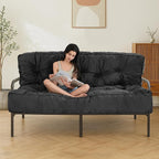 MAXYOYO 8" Futon Mattress, Full Size Extra Thick Futons Sofa Couch Bed for Adults, Velvet Floor Mattress Shredded Foam Filling (Frame Not Included)