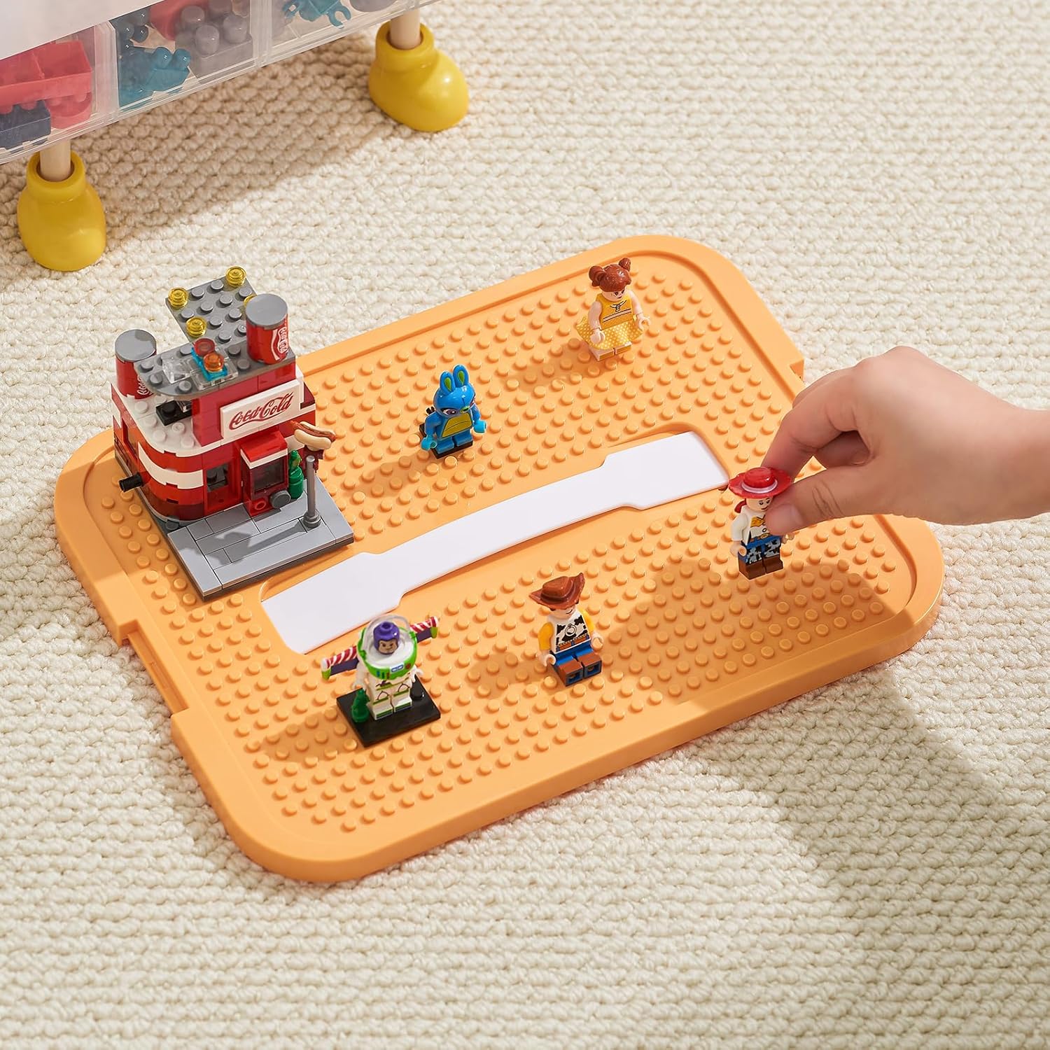 Organizers Storage Box for lego: Plastic Stackable Storage Case with Building Blocks Lids, Containers with Carrying Handle and Adjustable Grid Organizers, 3 Layer Orange