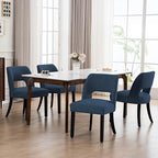 VKNOW Wooden Dining Chairs Set of 2, Modern Fabric Upholstered Dining Room Chair Kitchen Chairs, Farmhouse Dinner Chair for Kitchen Dining Room, Blue-Black Legs