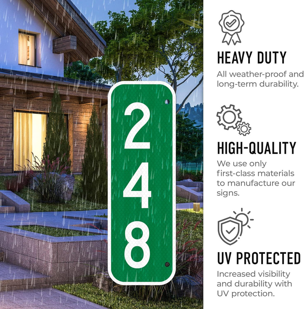 911 Address Sign, Custom Vertical Reflective Mailbox Sign, Christmas Gift