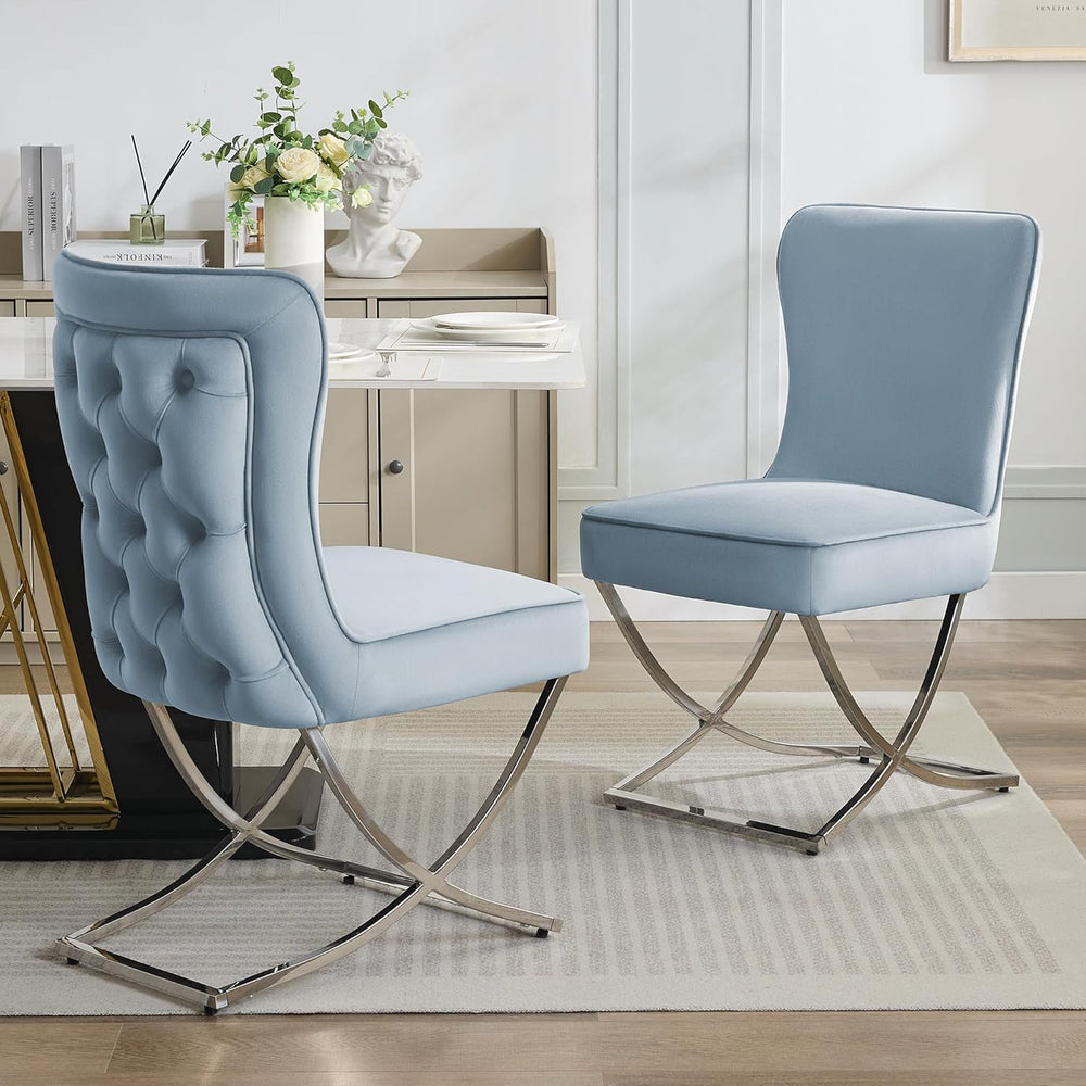 WUTUTUEE Luxury Velvet Dining Chairs, Tufted Upholstered Armless Accent Chair...