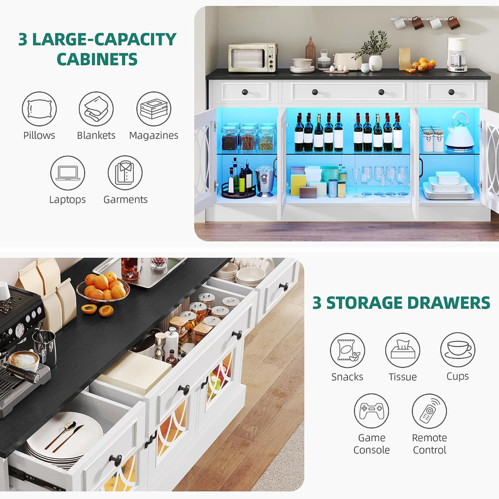 YITAHOME Sideboard Buffet Cabinet with Storage, 65" Buffet Table with 4 ...