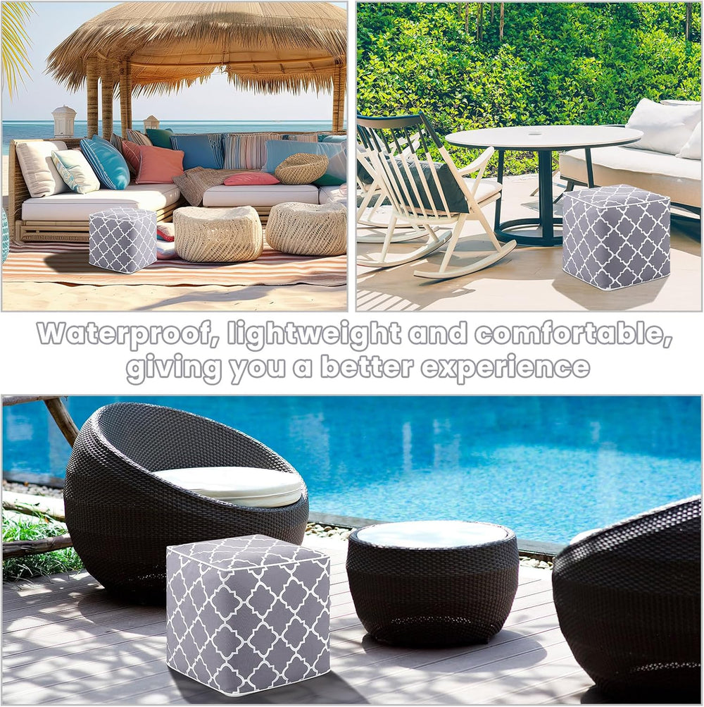 Juexica 2 Pack Inflatable Outdoor Ottoman Pouf Waterproof Cube 16" Squar...