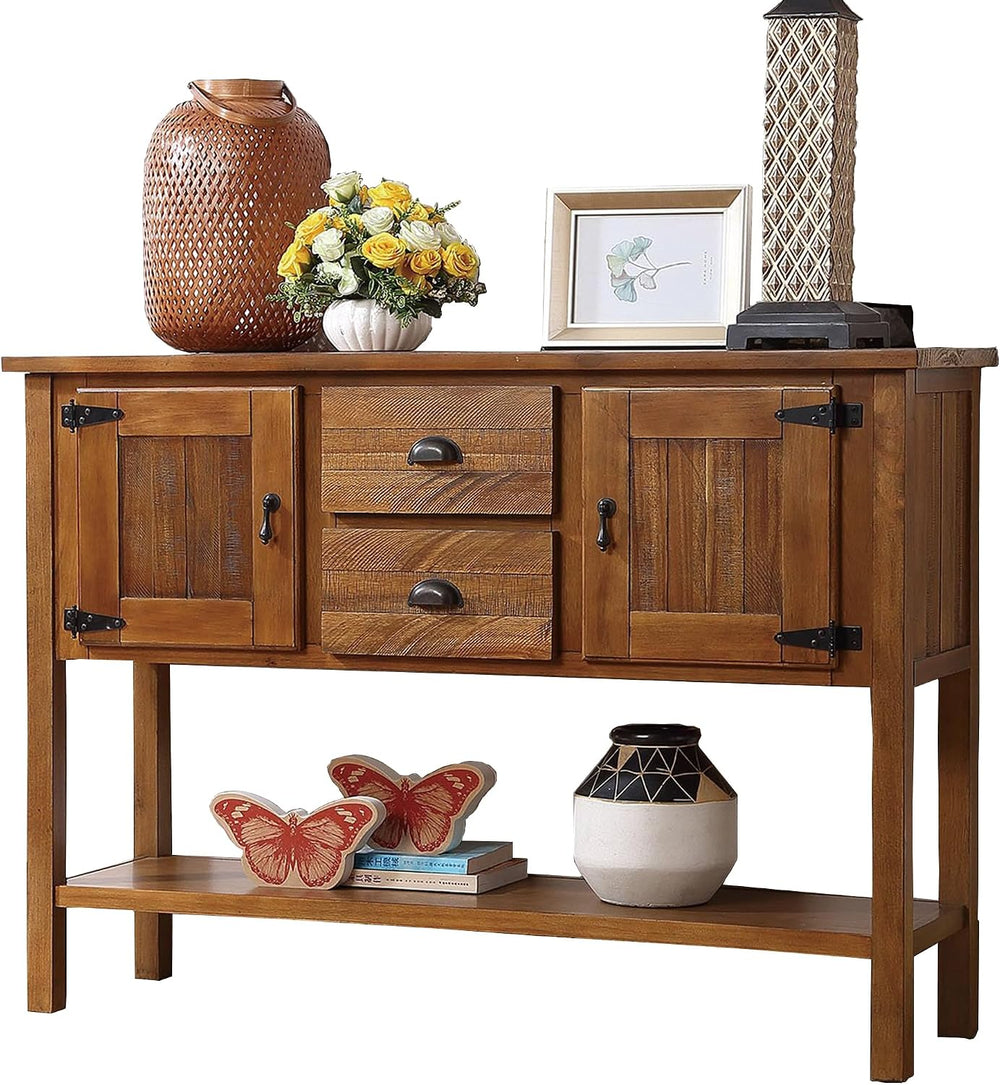 LKTART Solid Wood Sideboard Buffet Cabinet with Storage Drawers and Shelf