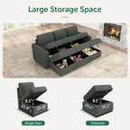 HONBAY Modular Sectional Sleeper Sofa Bed, Pull Out Couch with Storage Ottoman, U Shaped Sectional Couches for Living Room, Green
