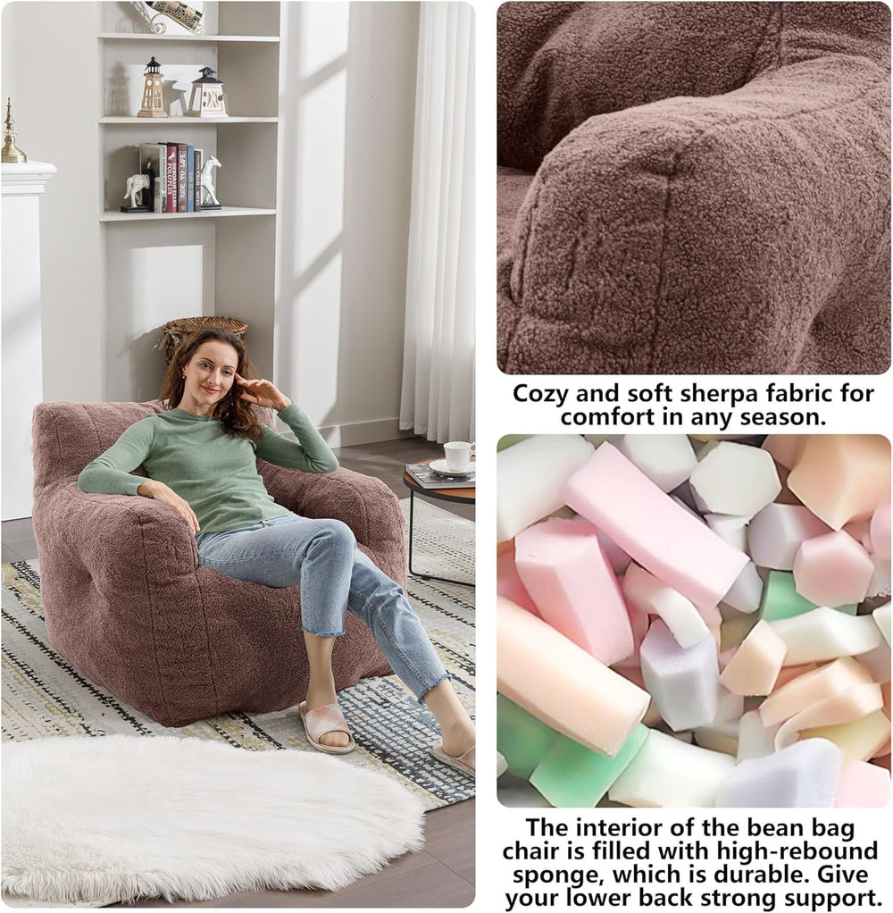 Recaceik Bean Bag Chairs, Tufted Soft Stuffed Bean Bag Chair with Filler, Flu...