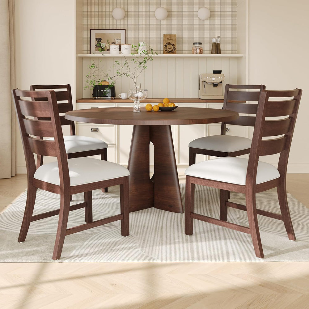 COLAMY Wooden Dining Chairs Set of 4, Farmhouse Upholstered Dining Room Chair...