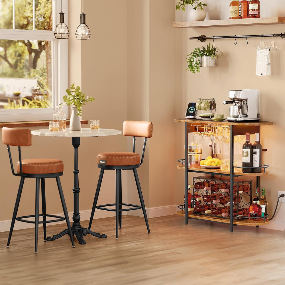 VASAGLE Bar Cabinets for Home, LED Coffee Bar with Power Outlets | Mini Bar f...