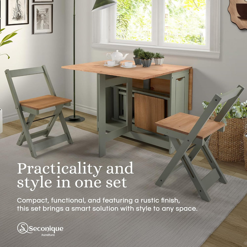 SECONIQUE Santos Butterfly Folding Dining Table Set with 4 Chairs – Space-Sav...