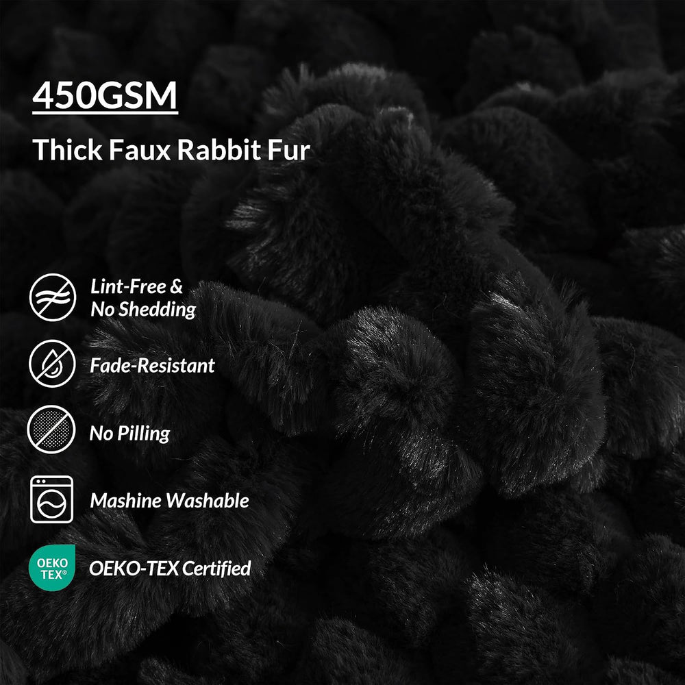 XeGe Luxury Bubble Fluffy Faux Rabbit Fur Bean Bag Cover(No Filler), Black | ...