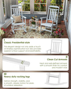 GREENVINES Classic Outdoor-Rocking-Chairs-Set-of-2, HDPE Rocker, White | 30.3" High Back | All Weather Porch Chairs Plastic | Heavy Duty | 20.5" Wide Seat | Big & Tall | for Patio Balcony Deck