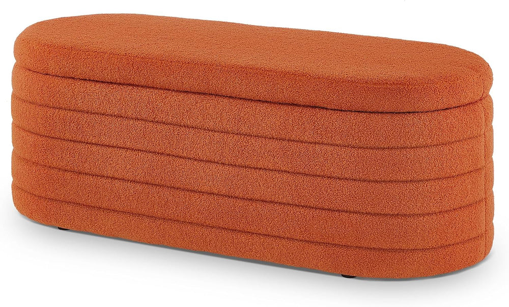 extrasleep Modern 43" Oval Storage Ottoman Bench with Safety Hinge, Upho...