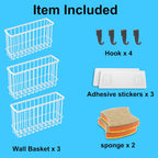 Cabinet Door Organizer 3Pcs, Foil and Plastic Wrap Organizer with 2 Sponges, Cabinet Door Storage with 3 Caddy Adhesive, for Aluminum Foil, Plastic Wrap, Wool Dryer Balls, White,(Small, Medium, Large)