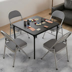 VECELO 5-Piece Folding Card Table Square and Chair Set with Collapsible Legs & Vinyl Upholstery,Portable for Indoor & Outdoor, Black & Dark Grey