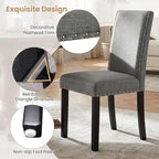 Giantex Dining Chairs Set of 4, Fabric Upholstered Parsons Kitchen Chair w/Nailhead Trim,Solid Rubber & Bent Wood Legs, Thick Padded Seat, Armless Side Chairs for Living Dining Room Restaurant, Grey