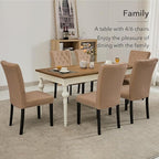Velvet Dining Kitchen Chair Set of 4, Parsons Upholstered Dining Room Chair, Wood Accent Chair with Nailed Trim, Camel