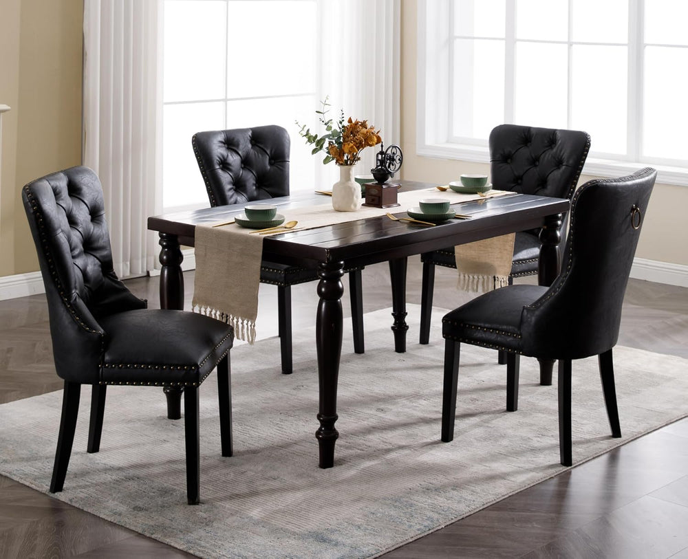 EALSON Modern Black Dining Chairs Set of 8 Mid Century Leather Dining Room Ch...