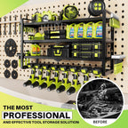 Large Power Tool Organizer Wall Mount, Garage Storage Cordless Tool Organizer with Screwdriver Holder, Heavy Duty Metal Storage Rack with 8 Drill Holder 4 Layer, Gifts for Men Who Have Everything