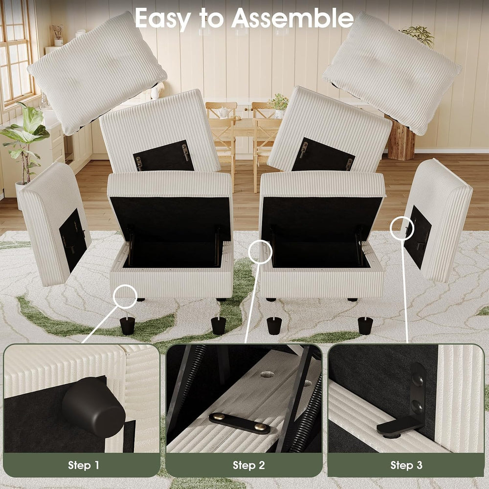 LLappuil Sectional Sofa Modular Cloud Couch with 5 Storage Seats & 3 Thro...