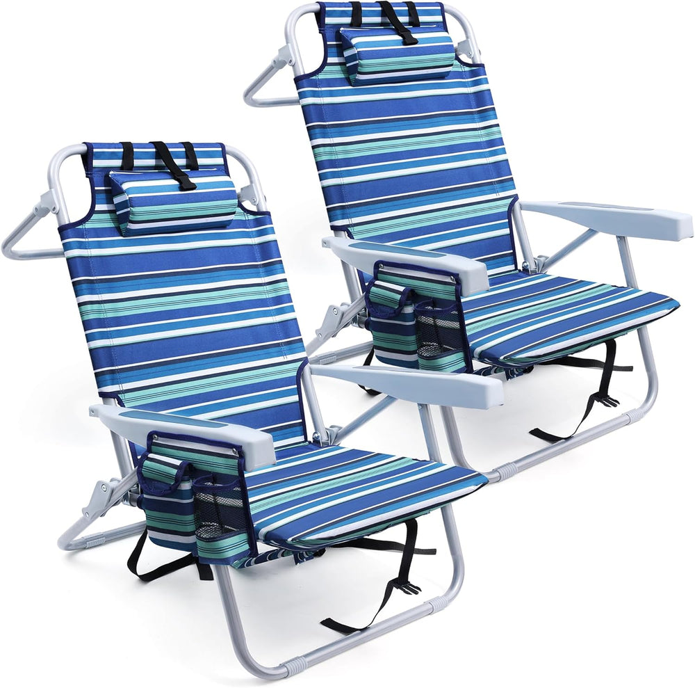 Yestomo Beach Chairs for Adults Heavy Duty, Compact Portable Lay Flat Folding...