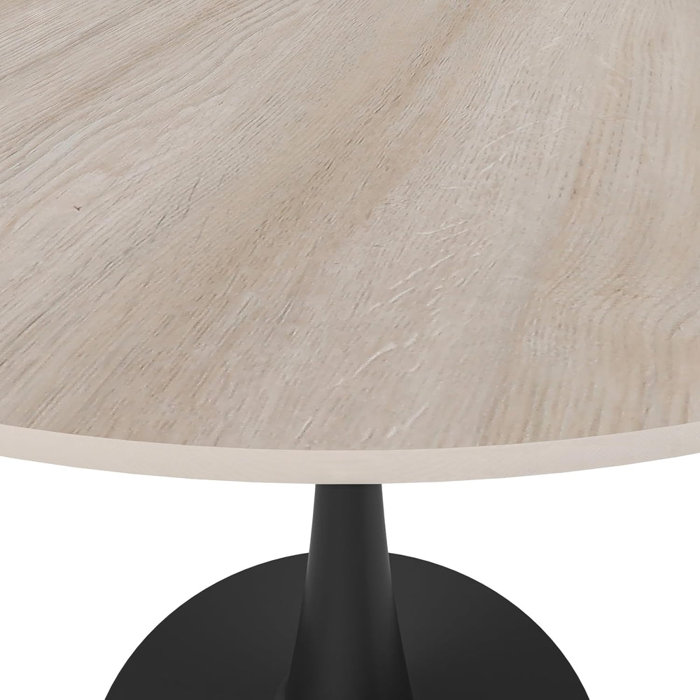 LeisureMod 35" Round Dining Table with Sintered Stone Top – Modern Black...