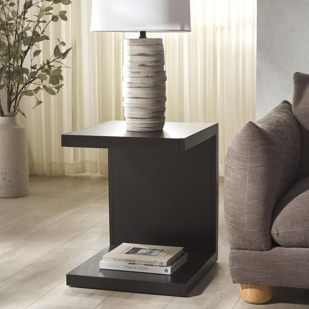 SAFAVIEH Couture Collection - Tawney Black Accent Table, C-Shaped Side Table,...
