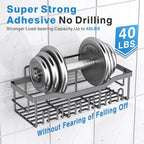 EUDELE 5-Pack Rustproof Stainless Steel Shower Caddy Set– No Drill Adhesive Bathroom Organizer, Space-Saving Shower Shelves for Apartment Essentials, Bathroom/Kitchen Storage Home Decor-L Size