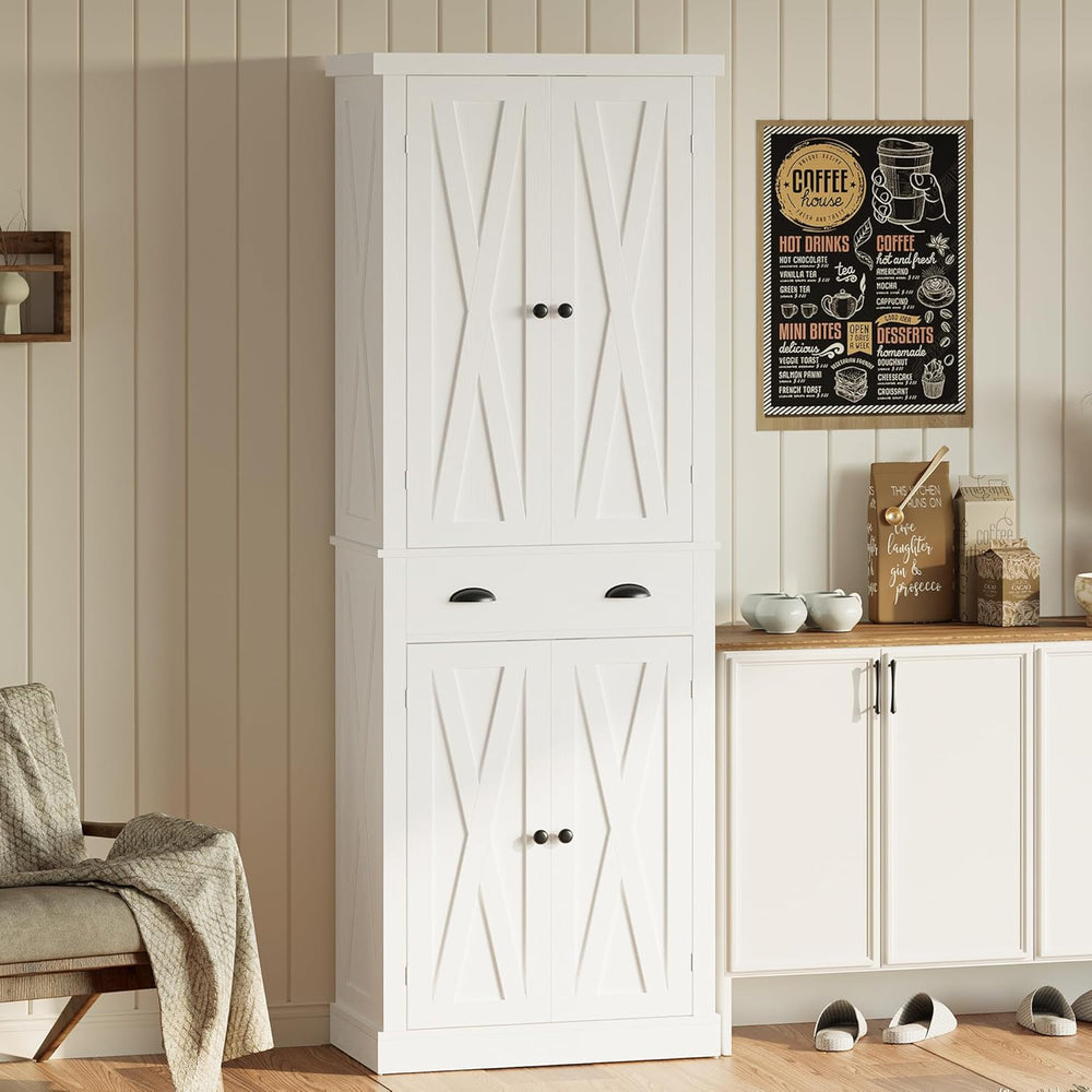 IRONCK Kitchen Pantry Storage Cabinet 72.6" H x 24" W, White | Free...