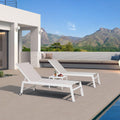 PURPLE LEAF Oversized Chaise Lounge Chair Set of 2 with Wheels, Linen | White finish reflects sun heat, Light & tough aluminum frame, Fast-dry fabric less moisture buildup, 5-height adjust, Tight