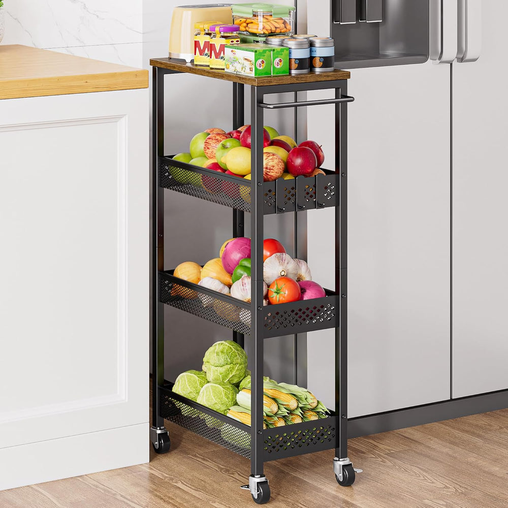 XYZLVSI Slim Rolling Storage Cart, 4 Tier Small Bathroom Cart Organizer | 9.1...