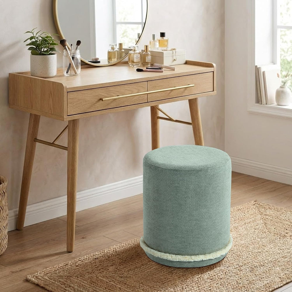 Get Set Style Modern Round Ottoman with Soft Padded Seat, Multifunctional Van...